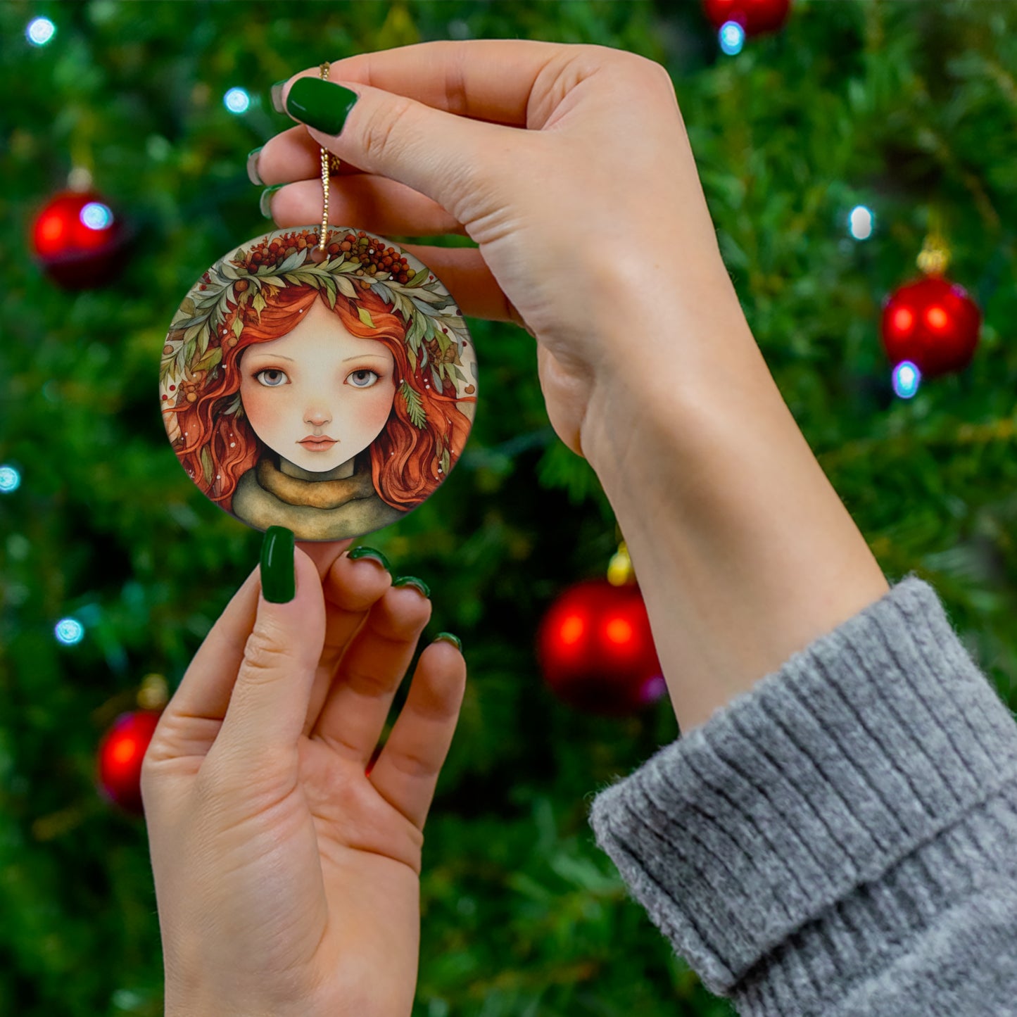 Yule Gifts Christmas Ornament Winter Solstice Pagan Yule Decor Celtic Art Pagan Mythology Forest Goddess Art Irish Fairy Xmas Tree Ornaments