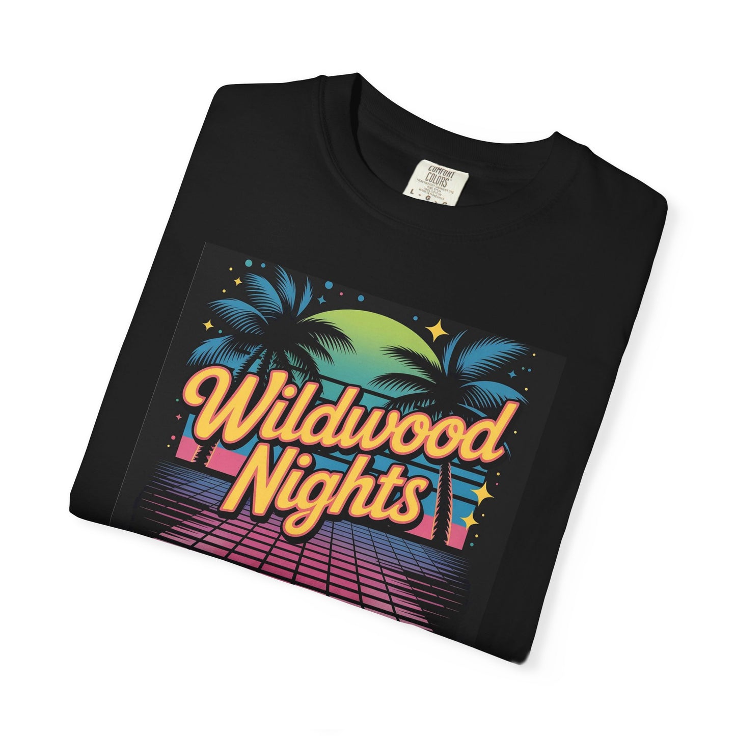 NJ Shore Wildwood Nights T-Shirt — Retro Palm Beach Sunset Tee