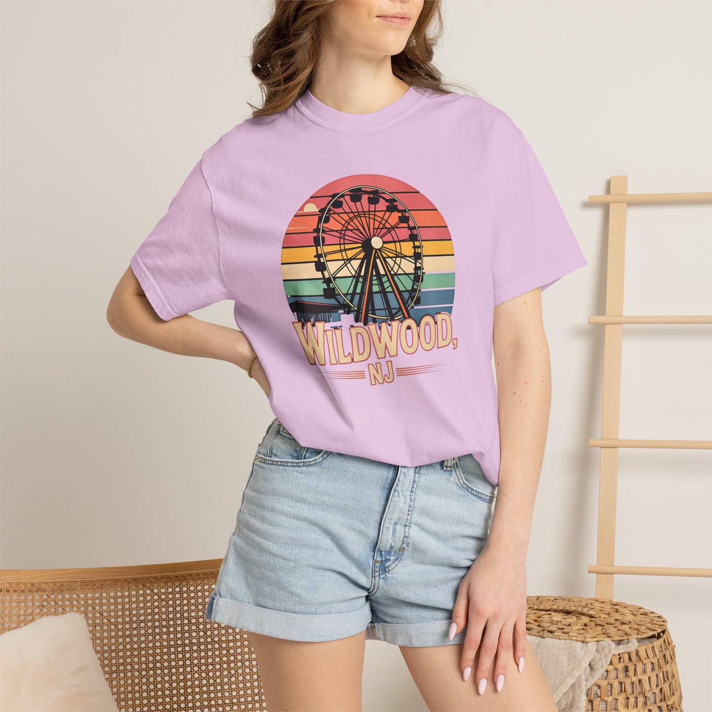 Wildwood NJ Ferris Wheel T-Shirt — Retro Sunset Boardwalk Tee
