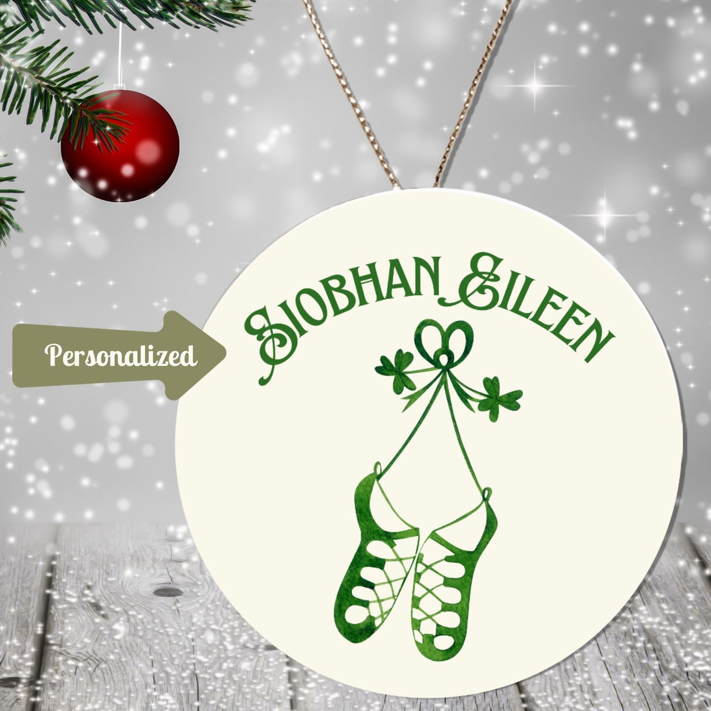 Personalized Irish Dancer Gaelic Christmas Ornament Nollaig Shona Duit Unique Celtic Ceramic Decoration Irish Dancer Custom Gift for Irish Feis Life