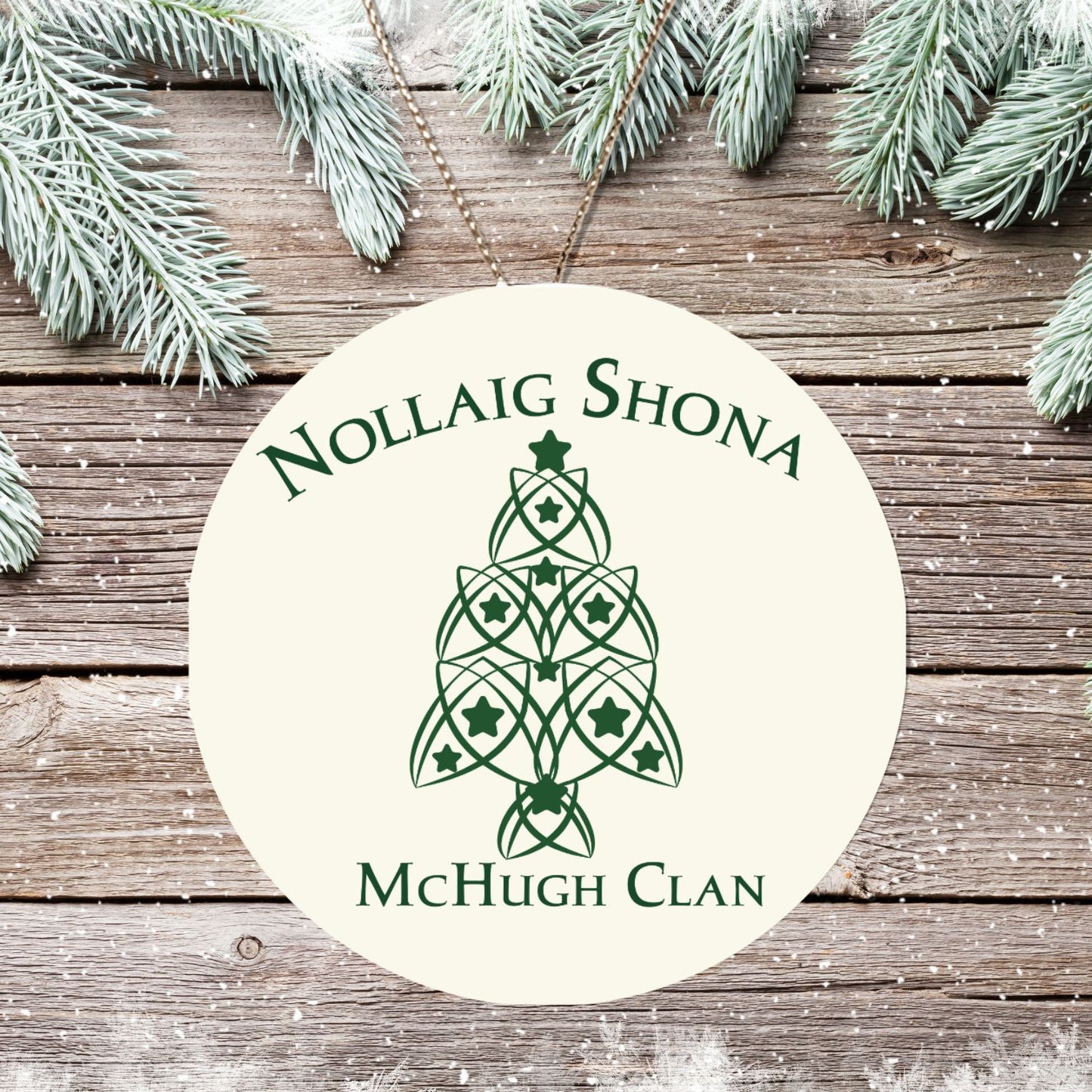 Personalized Irish Gaelic Christmas Ornament Nollaig Shona Duit Unique Celtic Ceramic Decoration Ireland with Flag Colors Snow Custom Gift for Irish