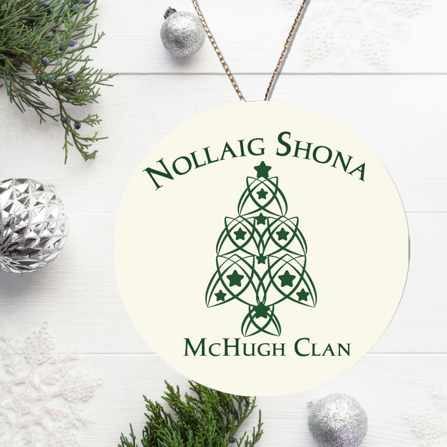 Personalized Irish Gaelic Christmas Ornament Nollaig Shona Duit Unique Celtic Ceramic Decoration Ireland with Flag Colors Snow Custom Gift for Irish