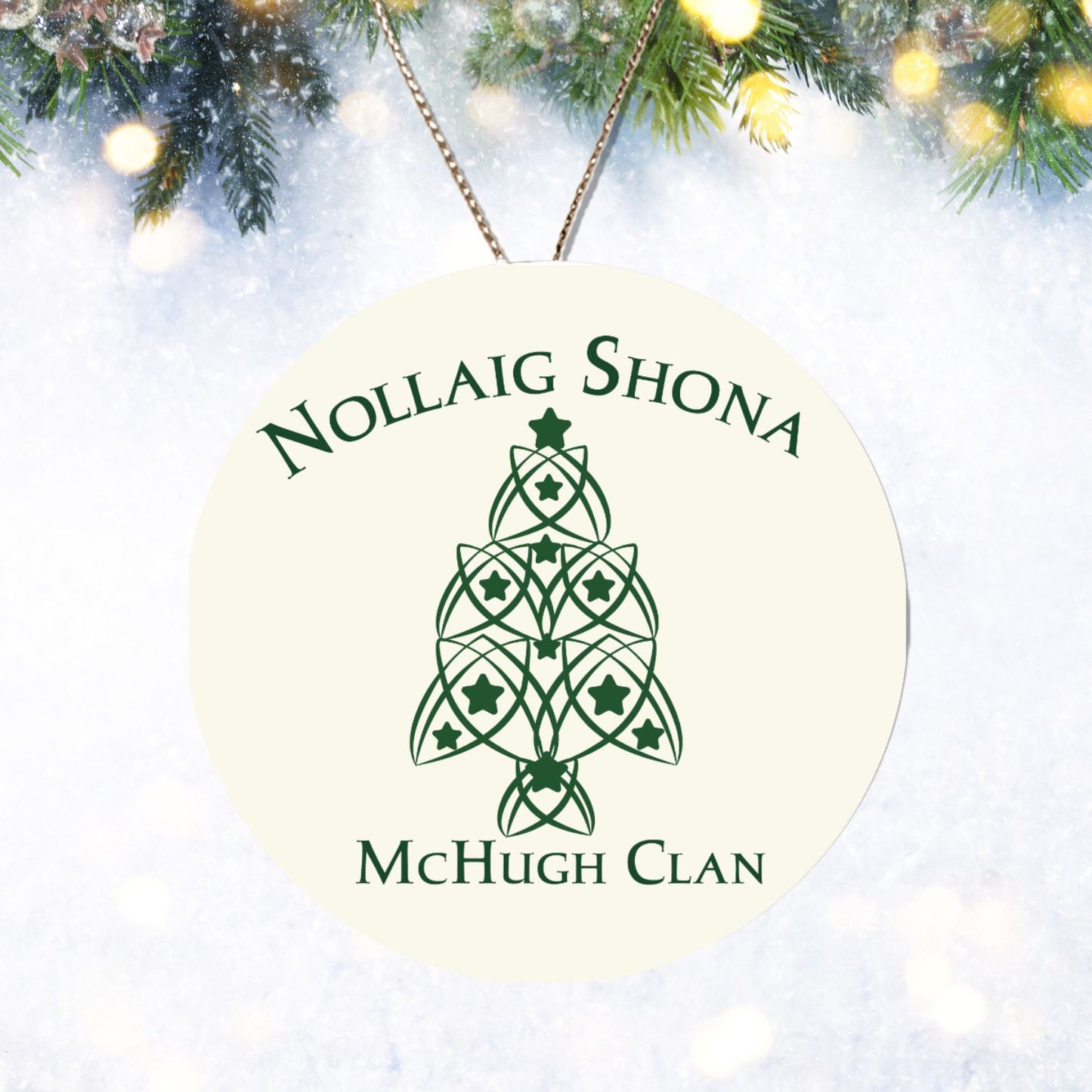 Personalized Irish Gaelic Christmas Ornament Nollaig Shona Duit Unique Celtic Ceramic Decoration Ireland with Flag Colors Snow Custom Gift for Irish