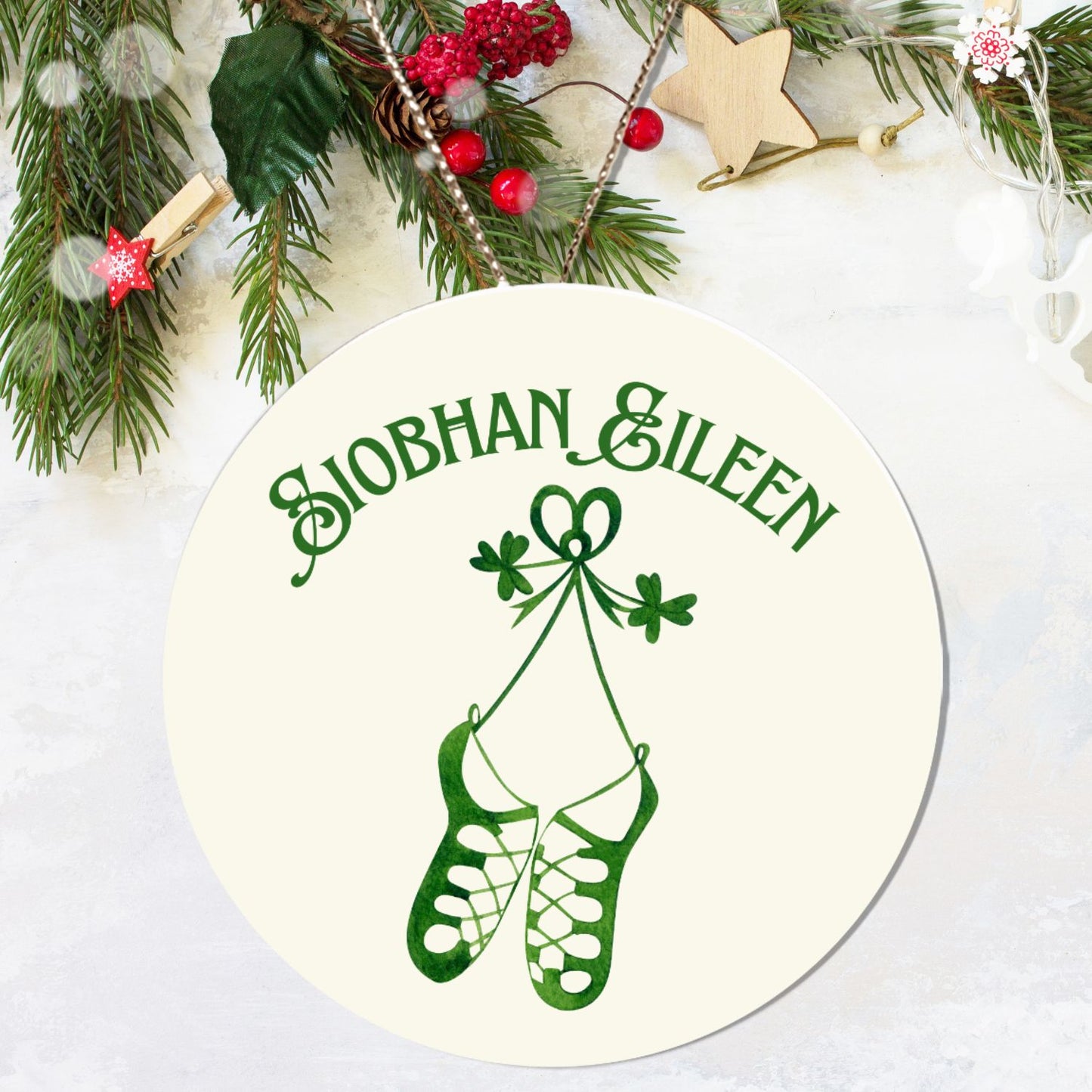 Personalized Irish Dancer Gaelic Christmas Ornament Nollaig Shona Duit Unique Celtic Ceramic Decoration Irish Dancer Custom Gift for Irish Feis Life