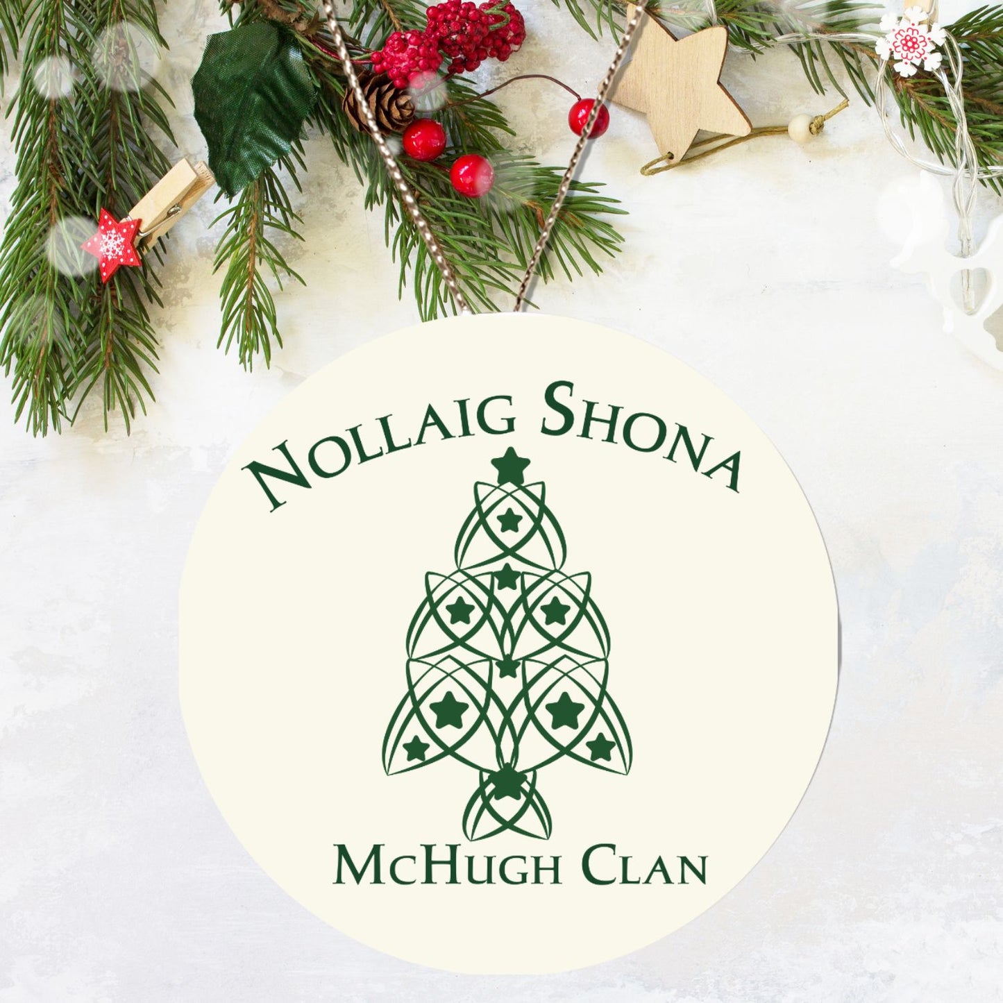 Personalized Irish Gaelic Christmas Ornament Nollaig Shona Duit Unique Celtic Ceramic Decoration Ireland with Flag Colors Snow Custom Gift for Irish