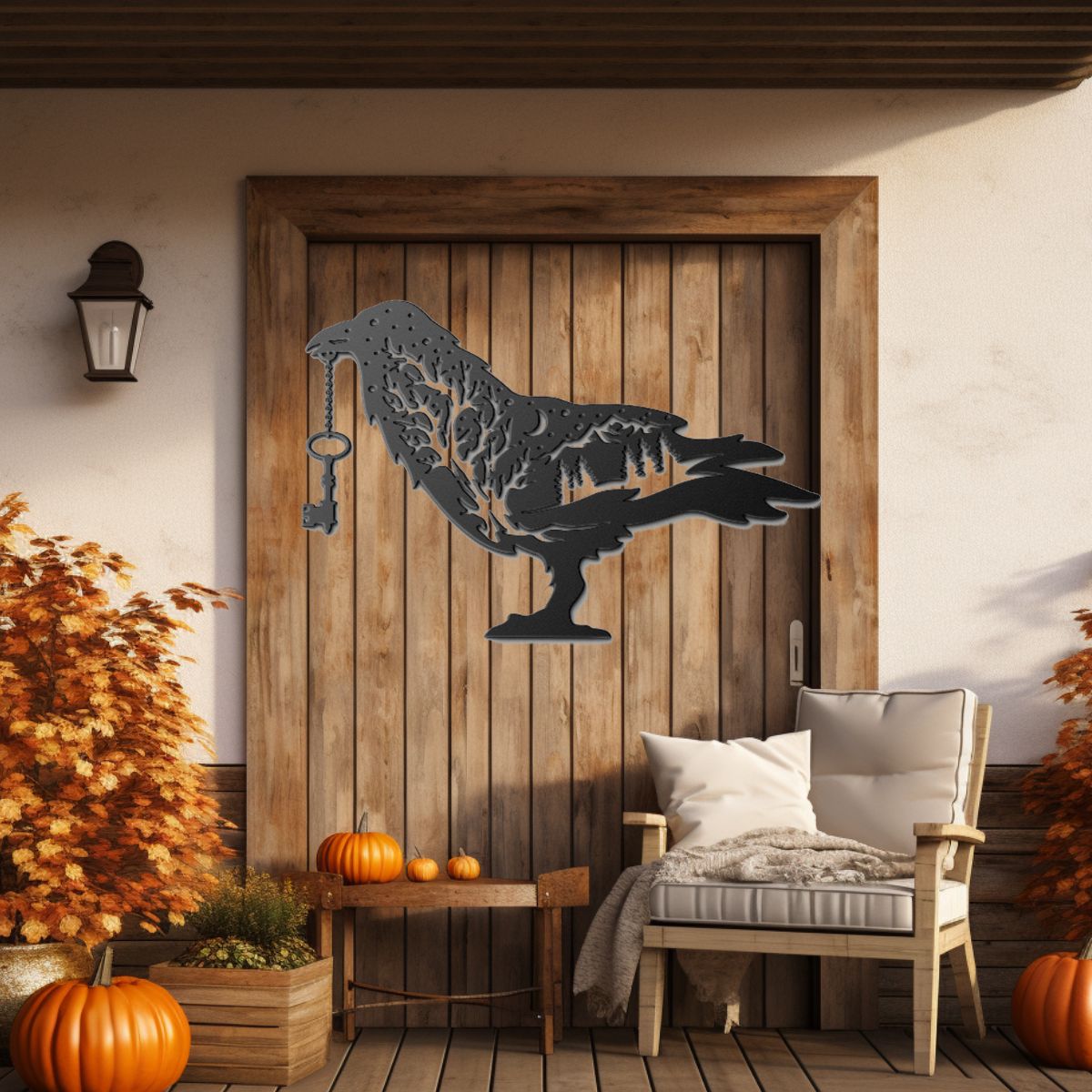 Halloween Metal Sign Raven Metal Art Witchy Aesthetic Porch Sign Halloween Unique Halloween Decorations Goth Design Fall Wall Art