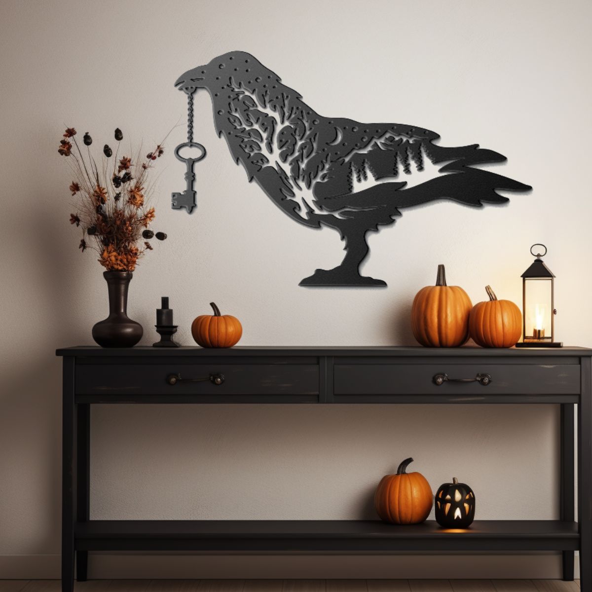 Halloween Metal Sign Raven Metal Art Witchy Aesthetic Porch Sign Halloween Unique Halloween Decorations Goth Design Fall Wall Art
