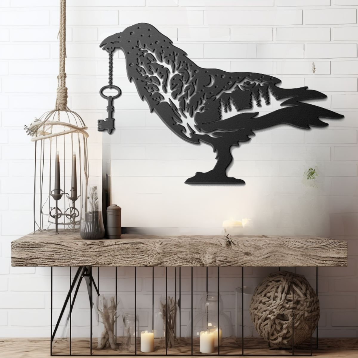 Halloween Metal Sign Raven Metal Art Witchy Aesthetic Porch Sign Halloween Unique Halloween Decorations Goth Design Fall Wall Art
