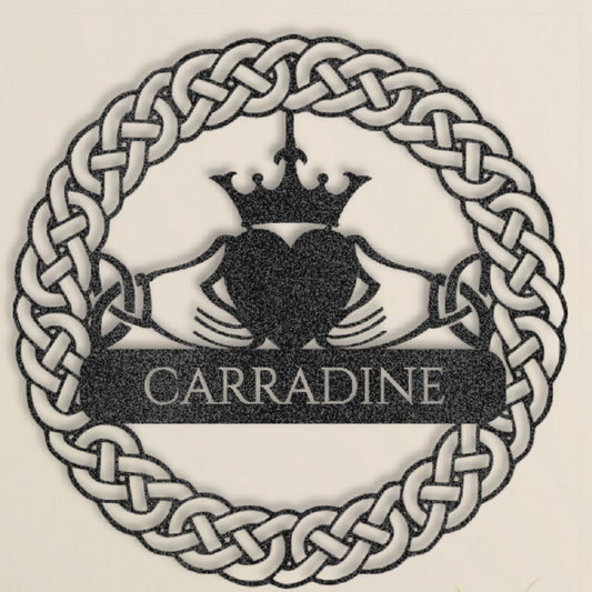 Custom Claddagh Monogram Metal Sign