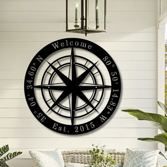Custom Nautical Compass Metal Sign