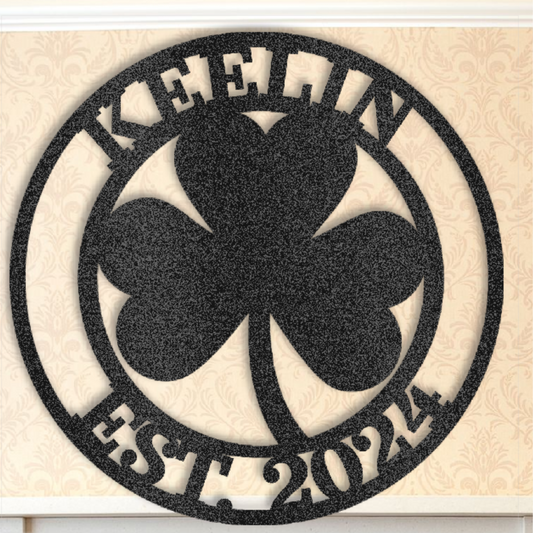 Personalized Irish Shamrock Metal Art Sign