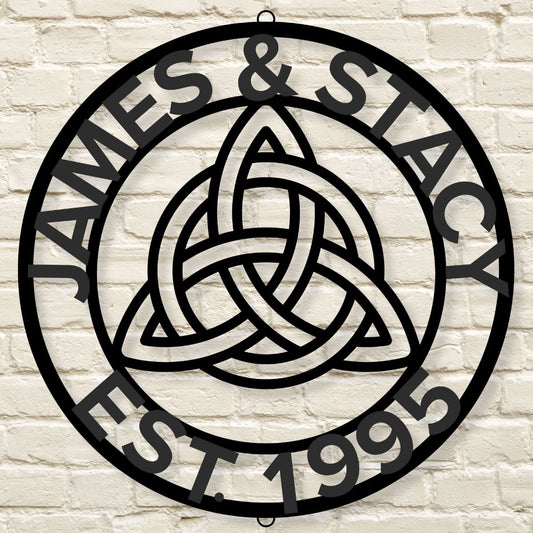 Custom Celtic Knot Ring Monogram - Steel Sign
