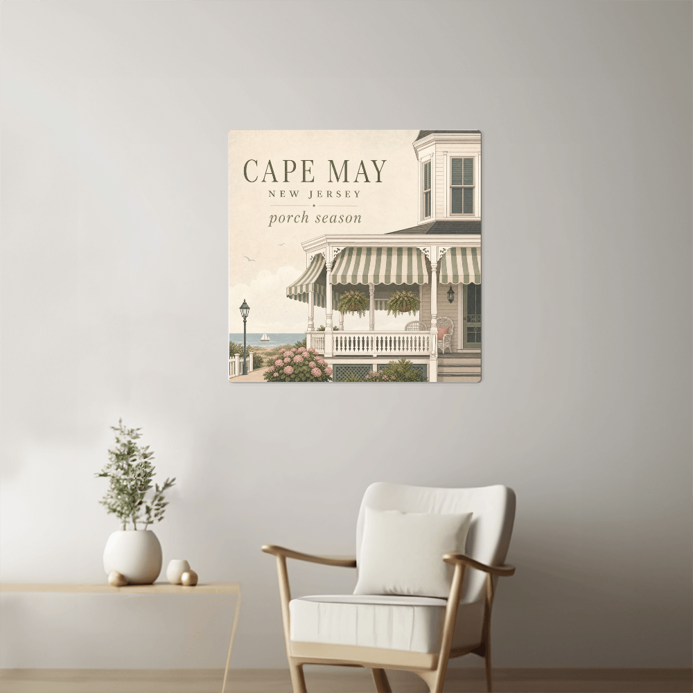 Cape May Porch Season | Premium High-Gloss Aluminum Metal Print