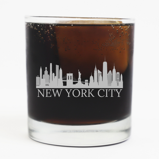 Custom City Skyline Whiskey Glass
