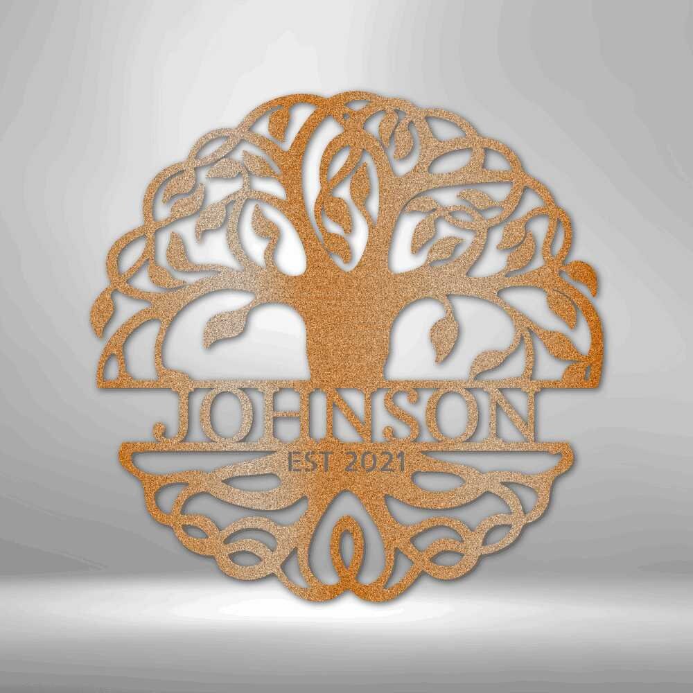 Custom Tree of Life Metal Wall Art, Personalized Family Name Sign, Rustic Home Decor Gift, Housewarming Gift, Wedding Anniversary Gift clickcoastal