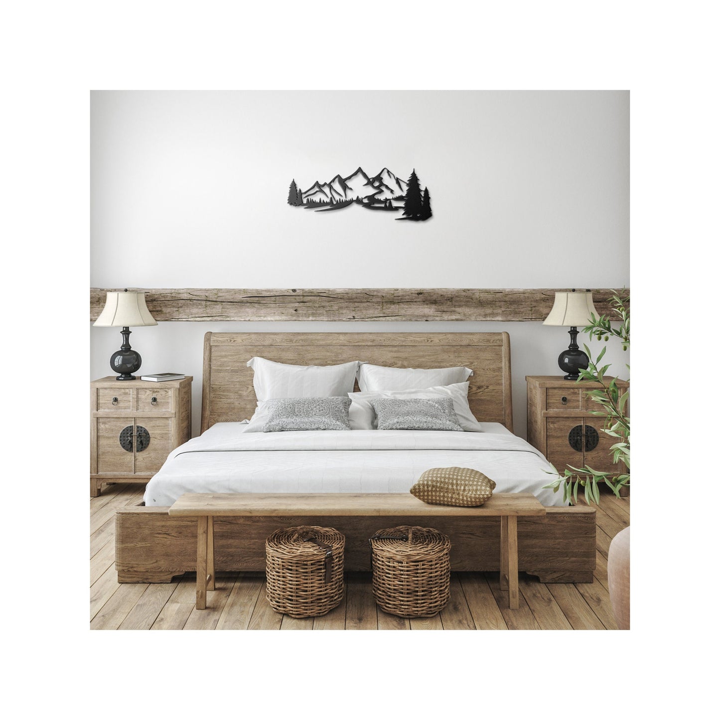 Mountain Metal Wall Art Nature And Forest Decoration Farmhouse Decor Above Bed Decor Lake Decor Large Wall Art Wall Hanging clickcoastal