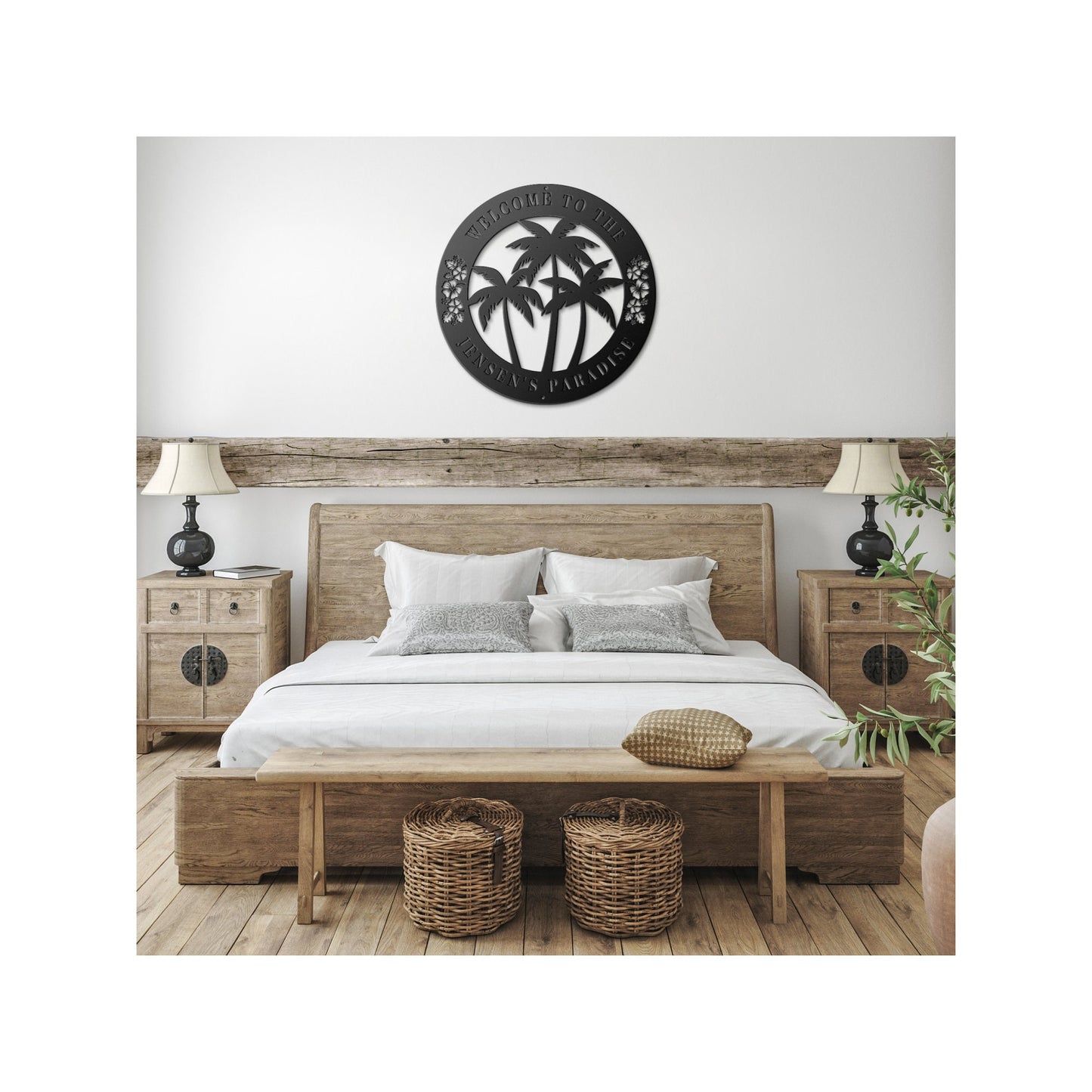 Personalized Tropical Patio Sign Custom Pool Sign Palm Trees Tropical Outdoor Beachy Decor Beach House Metal Art Front Porch Welcome Sign clickcoastal