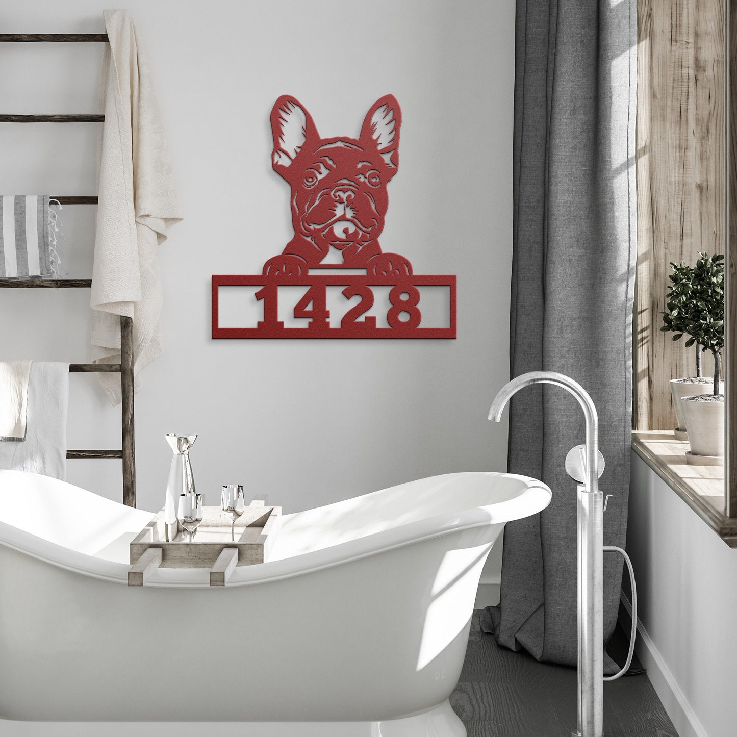 Custom French Bulldog Metal Address Sign, Personalized Welcome Pet Gift, Frenchie Metal Address Sign, Dog Lover Gift, Home Sign clickcoastal