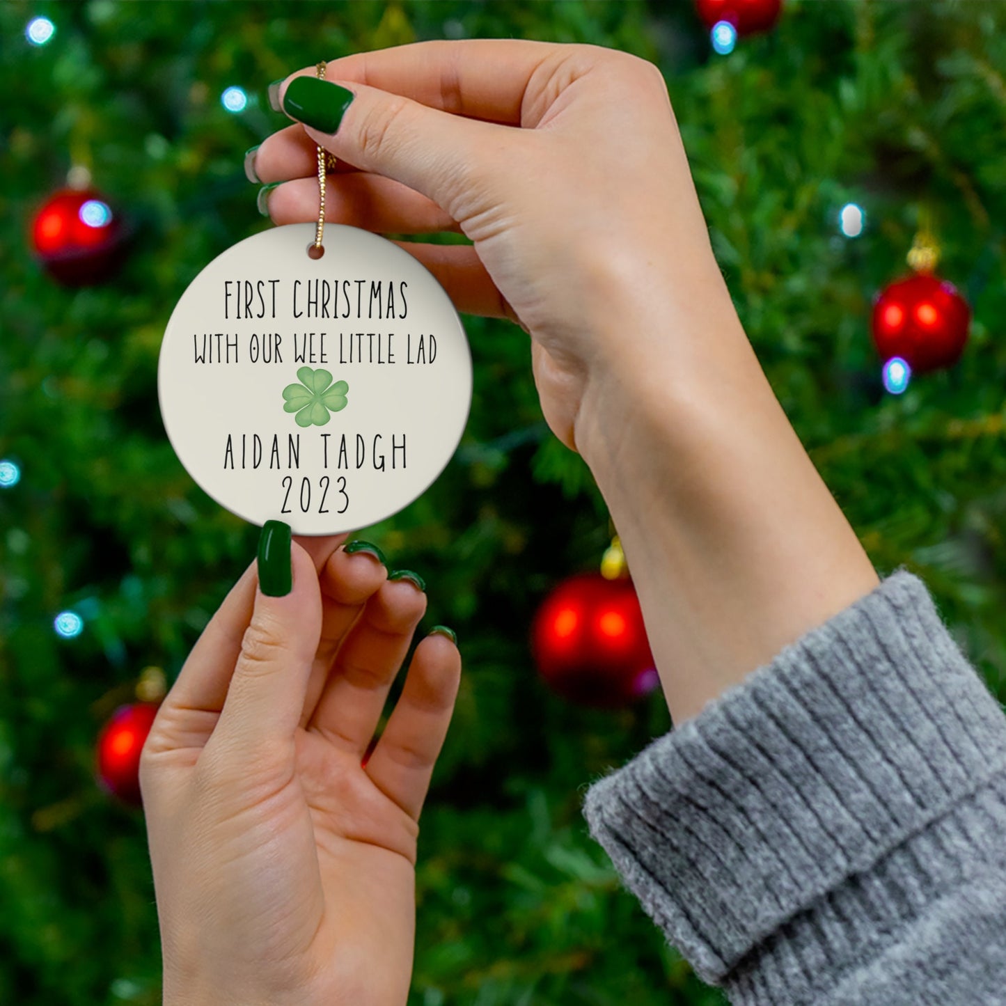 Irish Baby Gift Personalized Christmas Ornament Custom Newborn First Christmas Mother Father Gift Ireland Christmas Eire Xmas Irish Shamrock clickcoastal