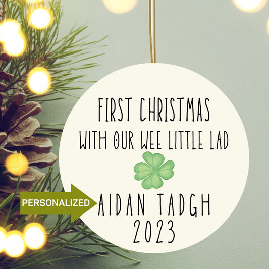 Irish Baby Gift Personalized Christmas Ornament Custom Newborn First Christmas Mother Father Gift Ireland Christmas Eire Xmas Irish Shamrock