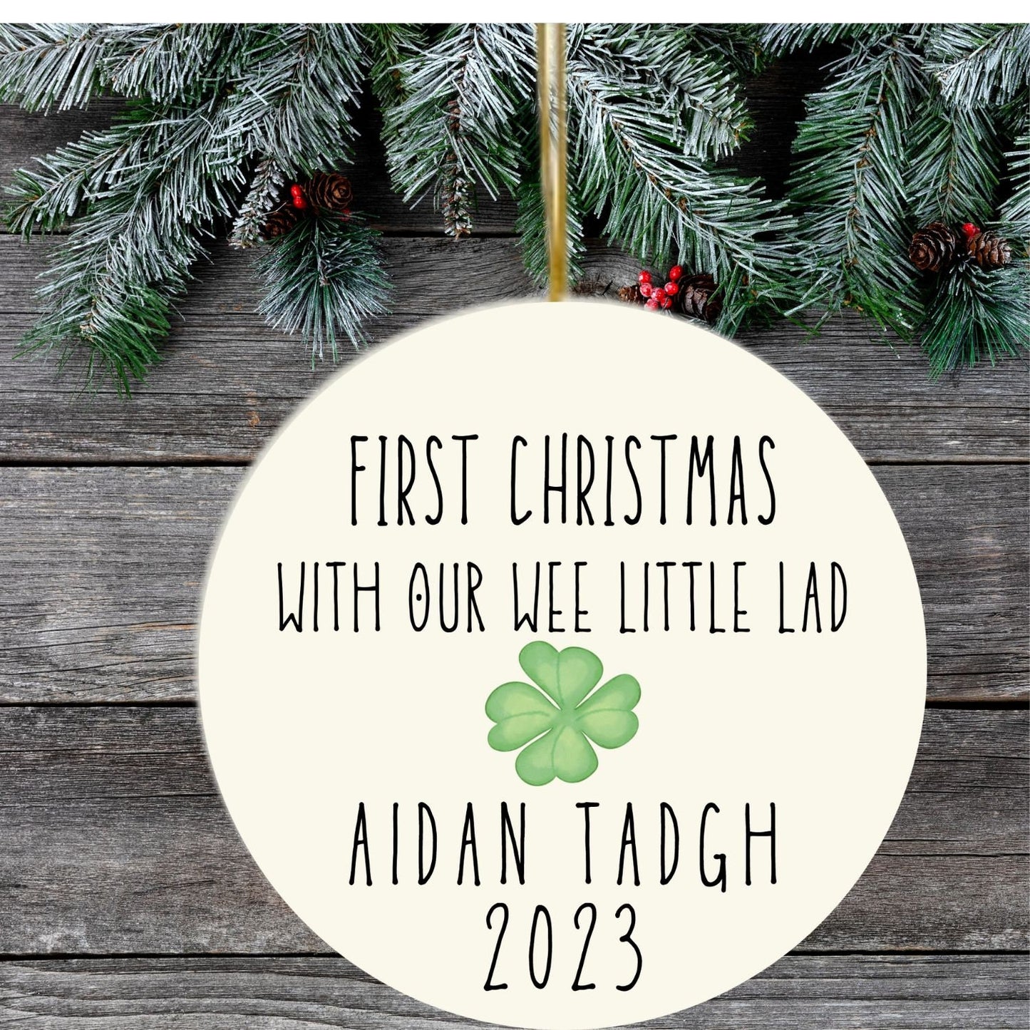Irish Baby Gift Personalized Christmas Ornament Custom Newborn First Christmas Mother Father Gift Ireland Christmas Eire Xmas Irish Shamrock clickcoastal