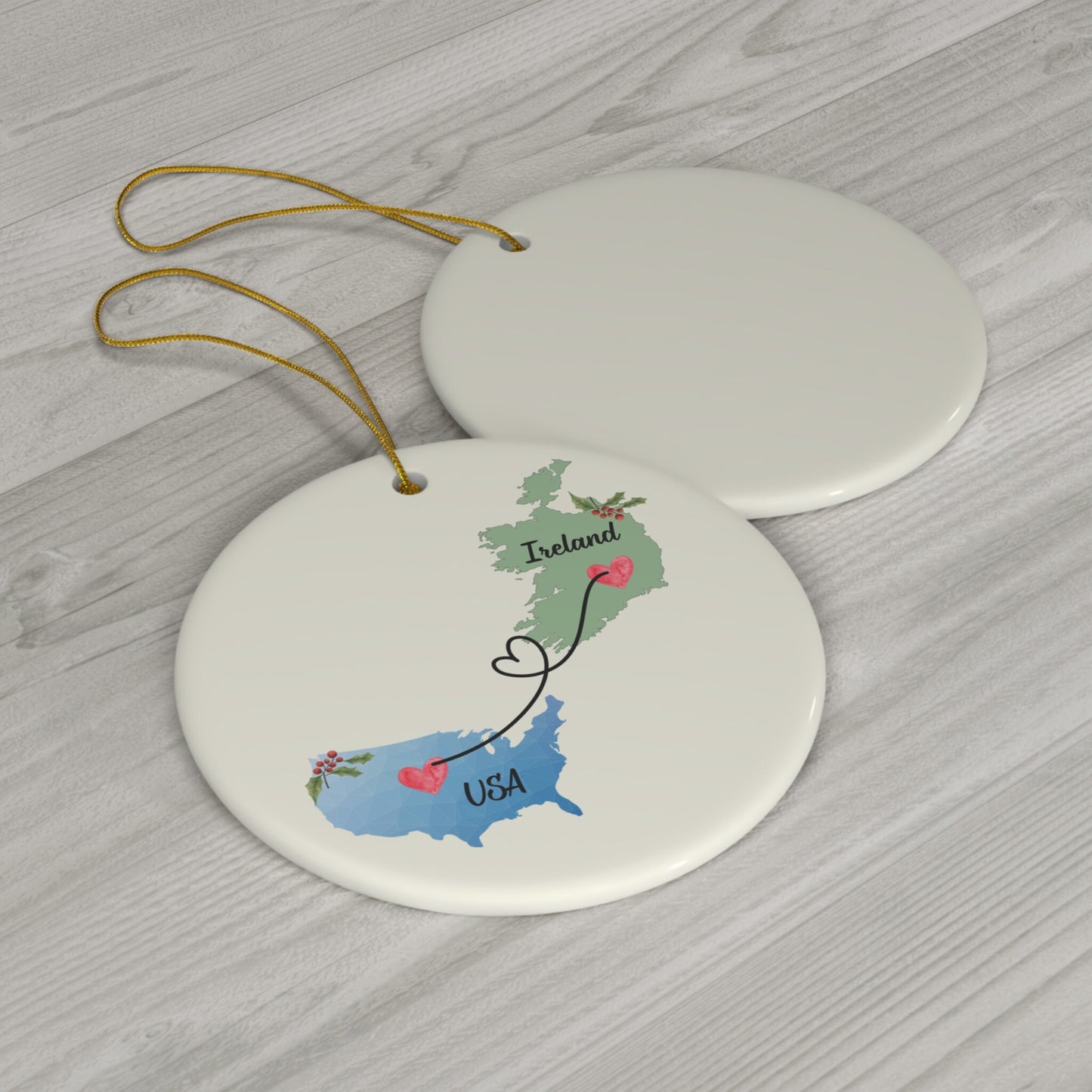 Irish American Christmas Ornament Nollaig Shona Duit Unique Celtic Ceramic Decoration Ireland Eire Custom Travel Gift for Irish clickcoastal
