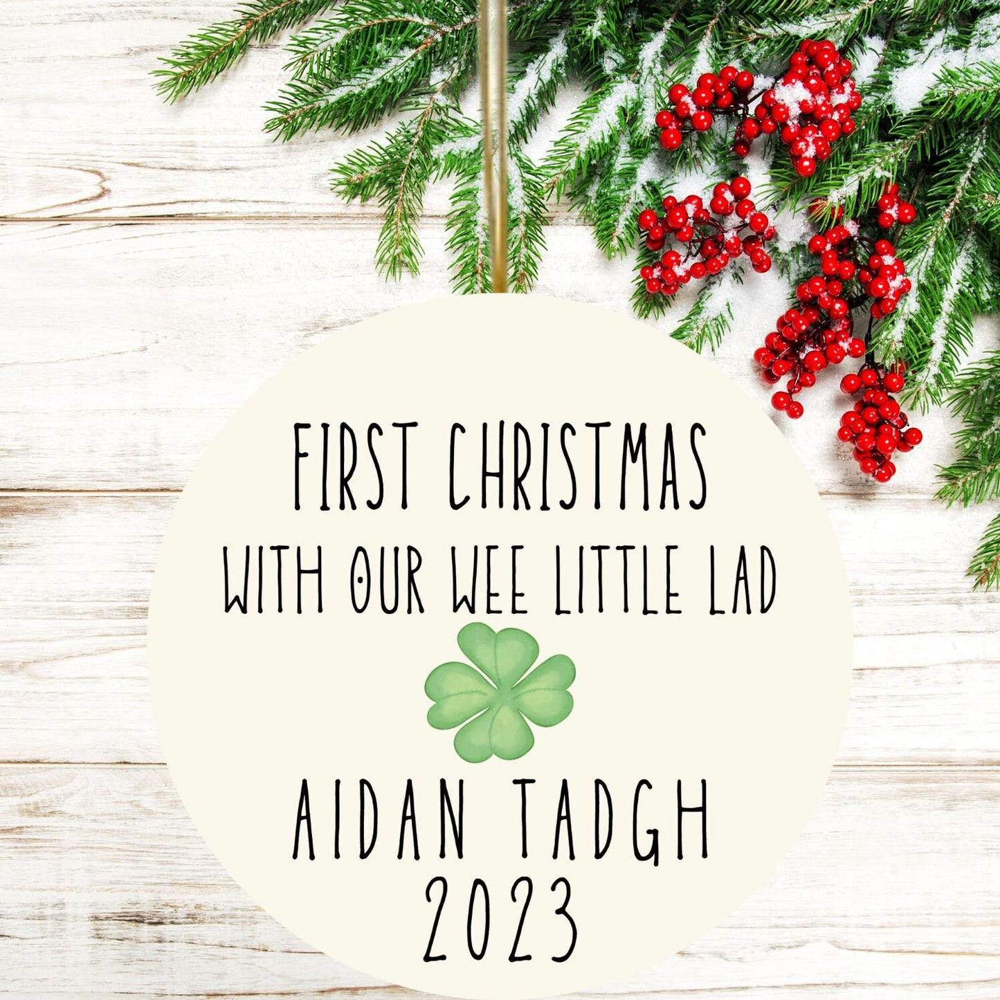 Irish Baby Gift Personalized Christmas Ornament Custom Newborn First Christmas Mother Father Gift Ireland Christmas Eire Xmas Irish Shamrock clickcoastal