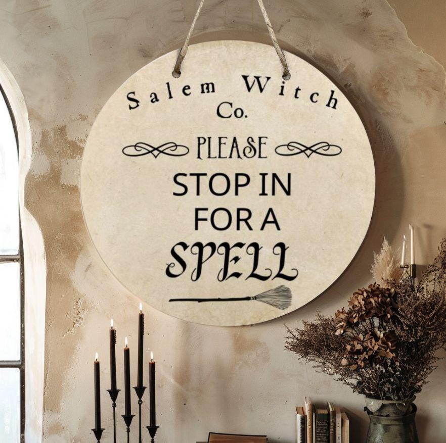 Witchy Home Decor Gift,Mystic Samhain Wiccan Wood Sign,Halloween Wall Art,Pagan Goth Host Gift,Dark Academia,Witch Aesthetic,Whimsigoth clickcoastal