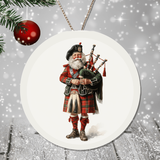 Scottish Bagpipes Santa Christmas Ornament