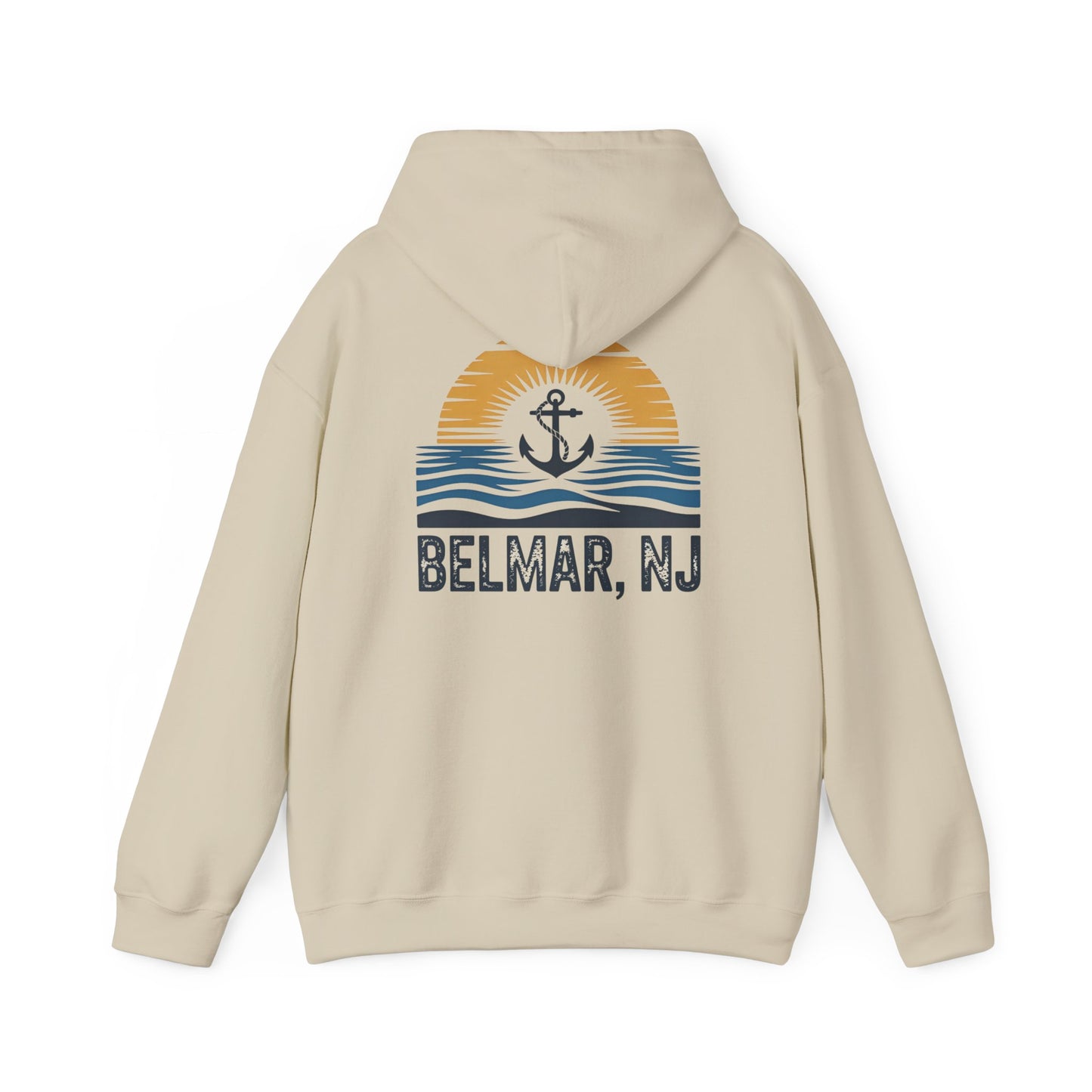 Belmar, NJ Shore Anchor Sunset Hoodie - Vintage Beach Town Pullover