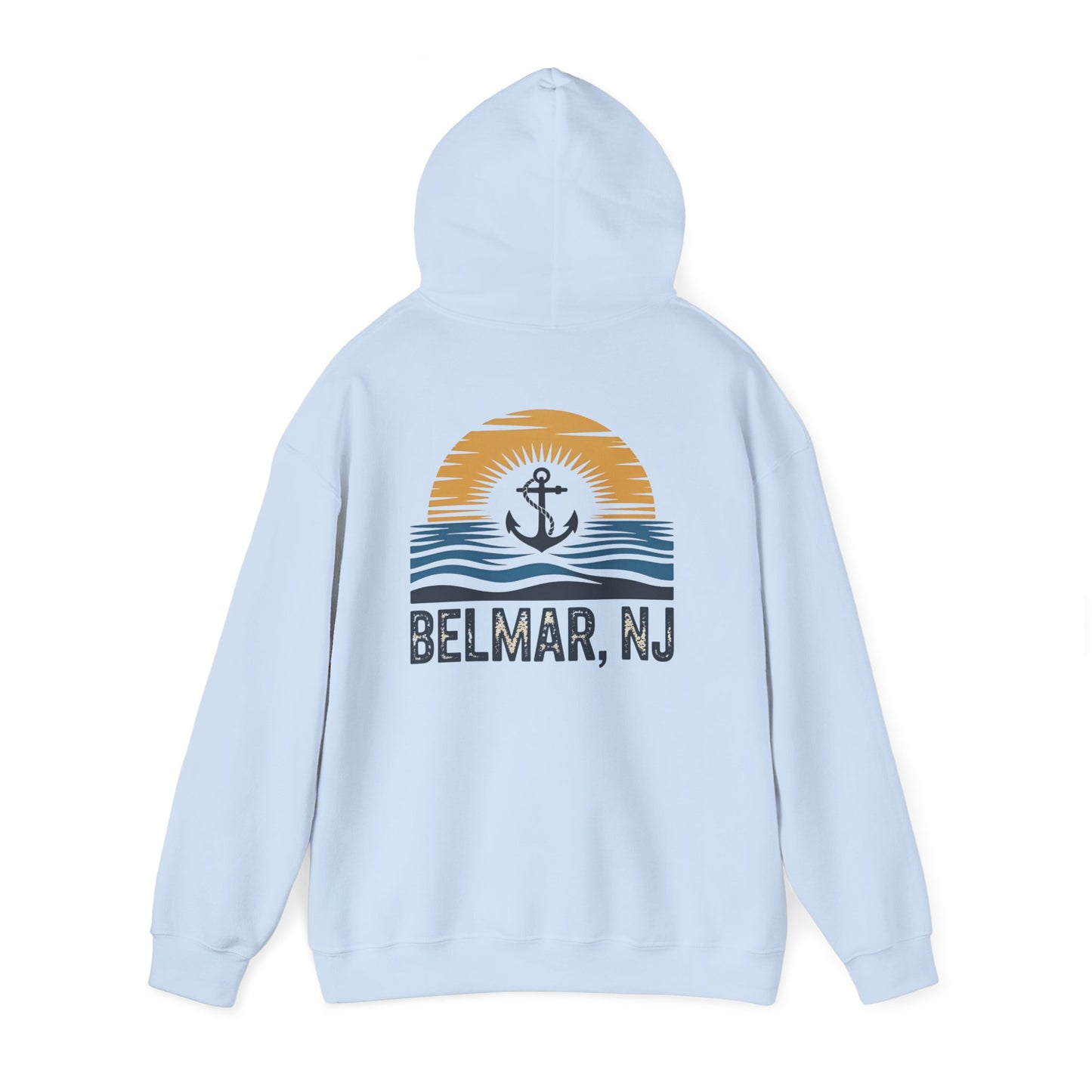 Belmar, NJ Shore Anchor Sunset Hoodie - Vintage Beach Town Pullover