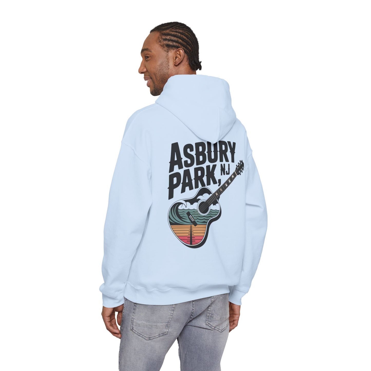 Asbury Park NJ Guitar Hoodie - Retro Beach Music Pullover