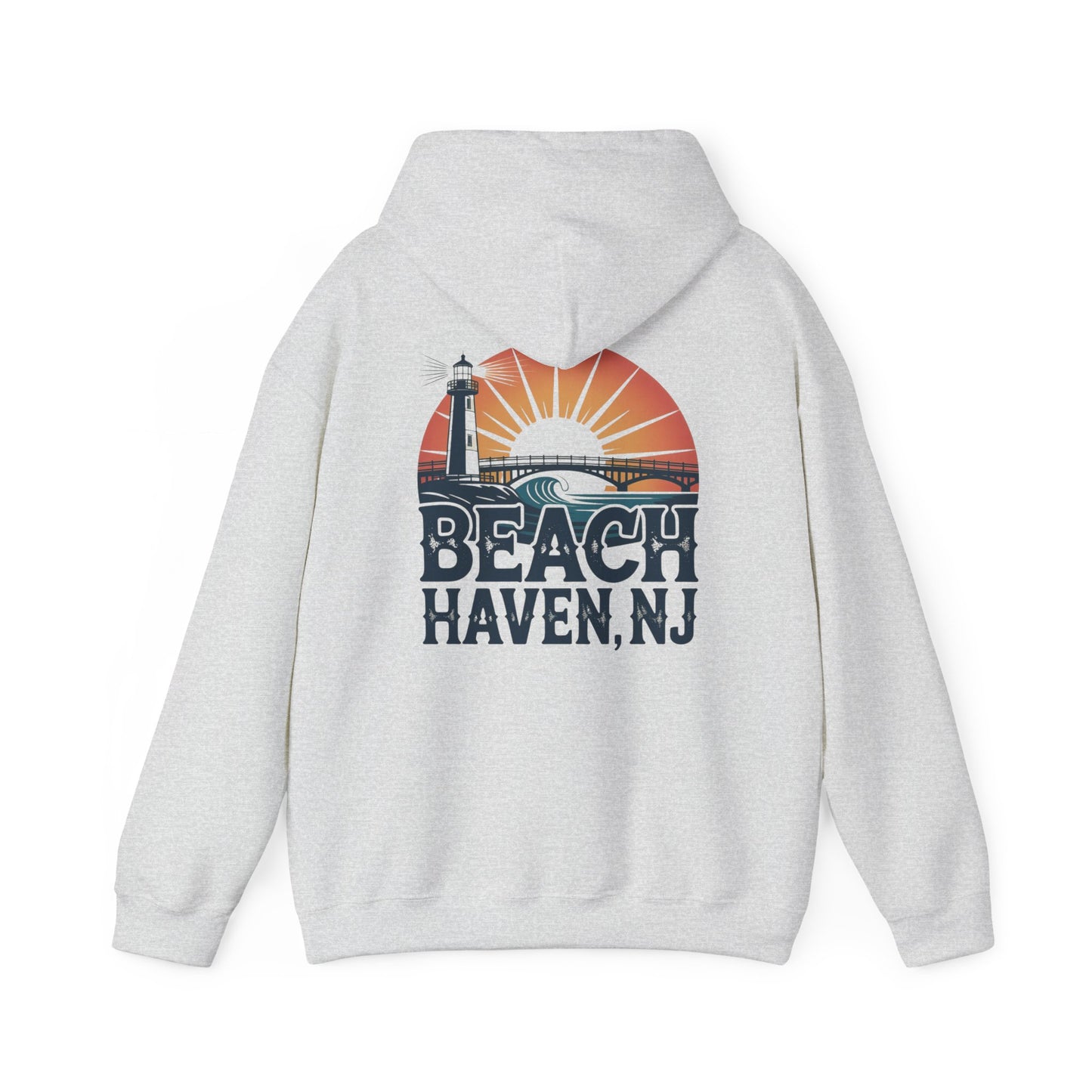 Beach Haven NJ Shore Hoodie – Retro Lighthouse Sunset Sweatshirt