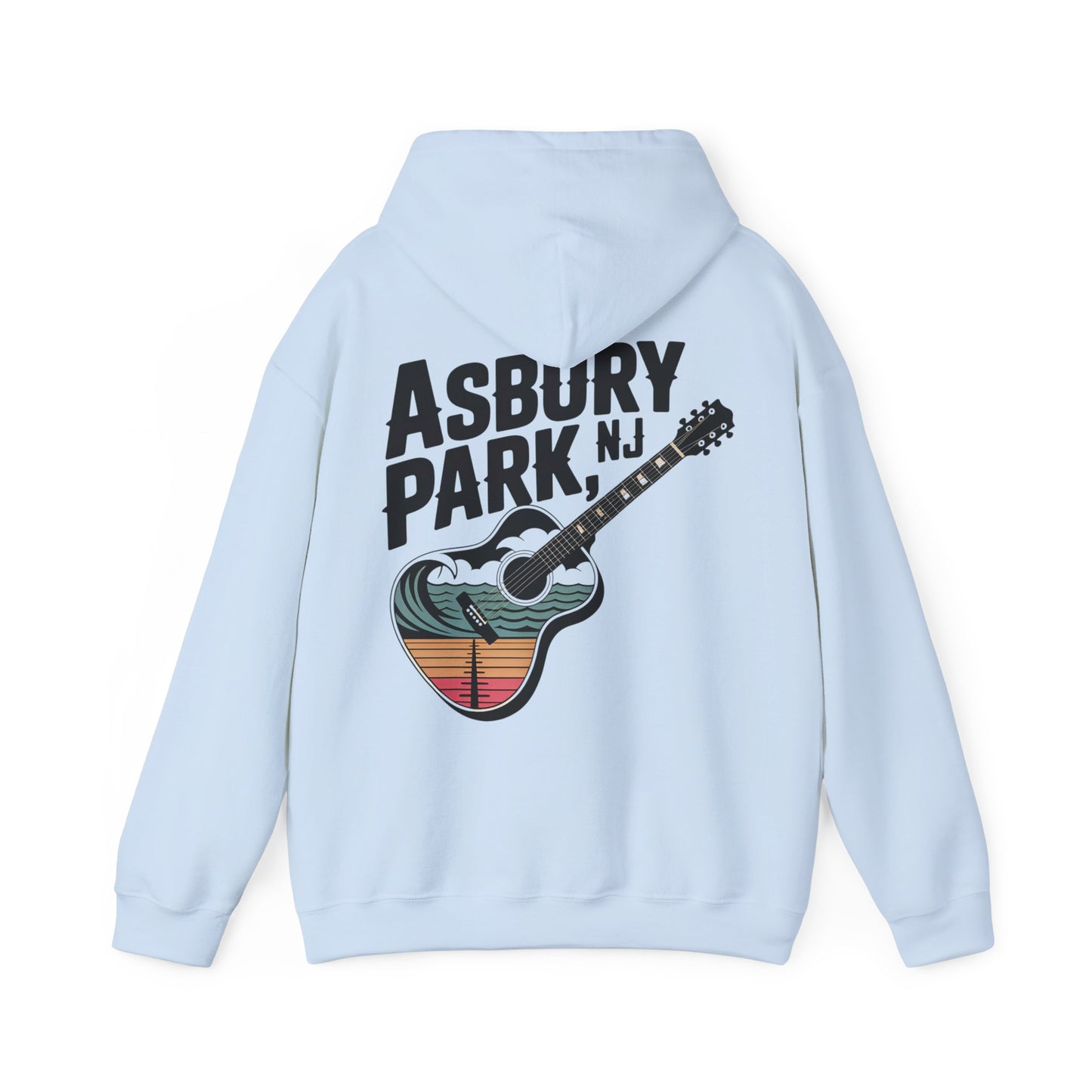 Asbury Park NJ Guitar Hoodie - Retro Beach Music Pullover