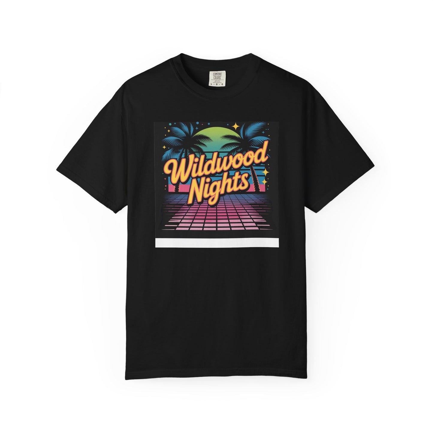NJ Shore Wildwood Nights T-Shirt — Retro Palm Beach Sunset Tee
