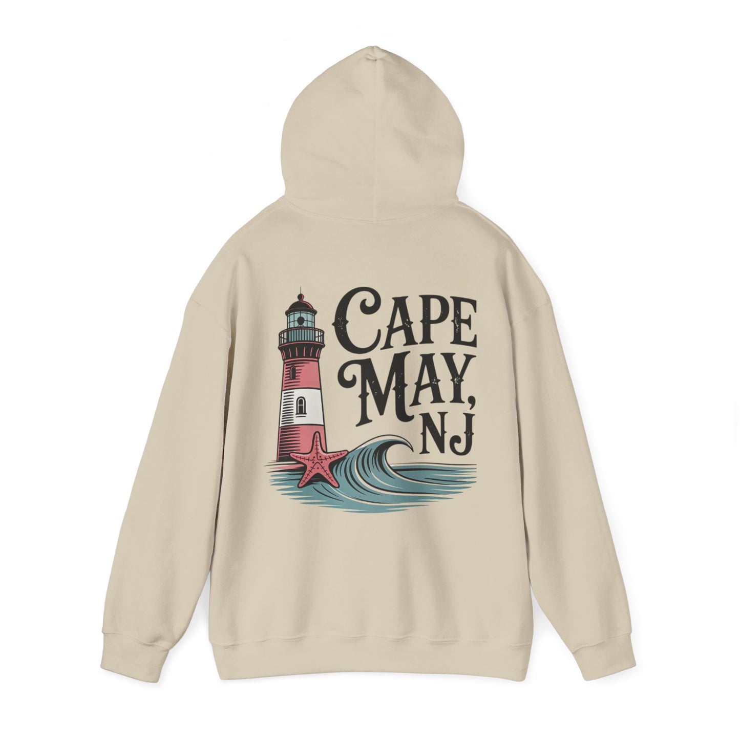 Cape May NJ Lighthouse Hoodie — Coastal Beach Vacation Sweatshirt