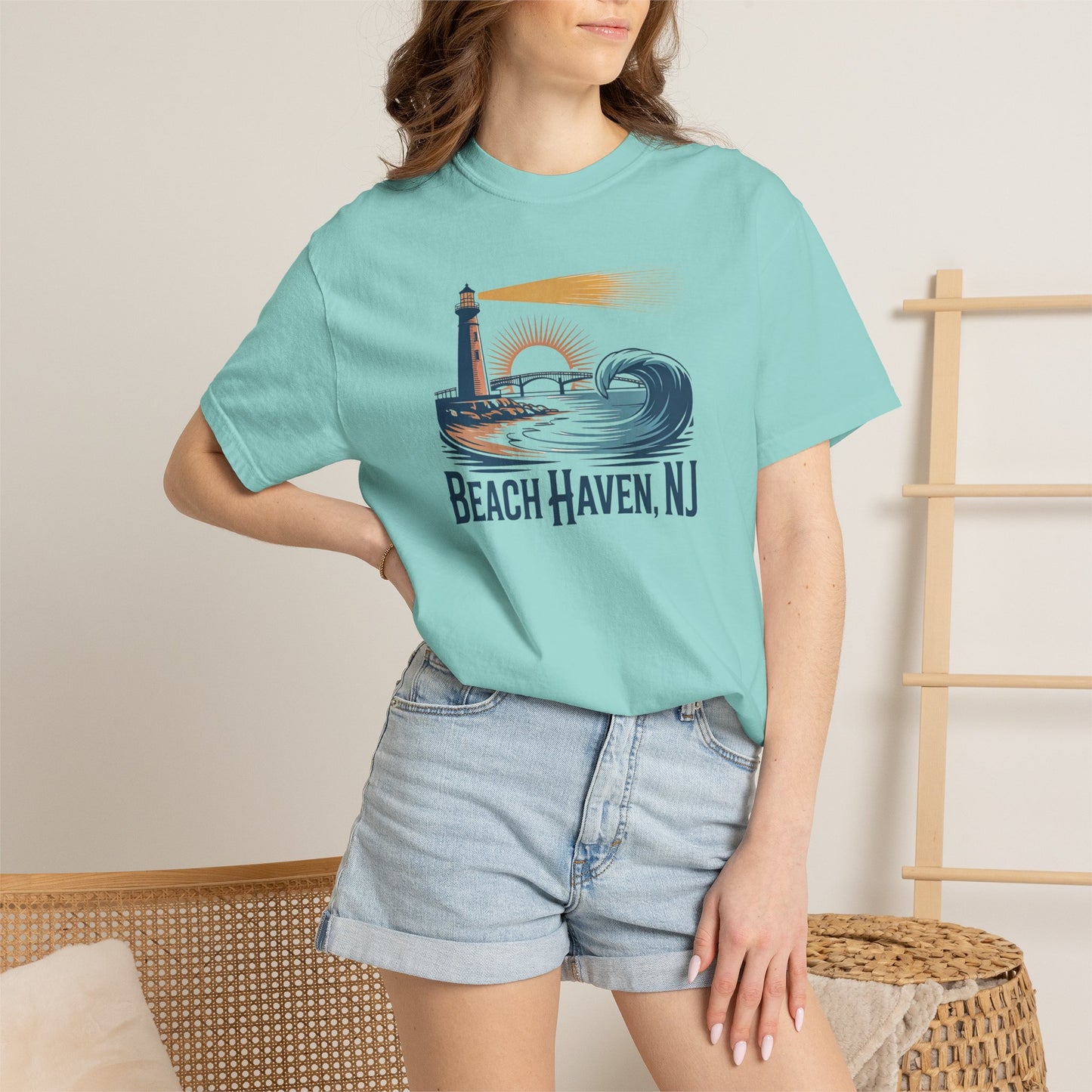 Beach Haven, NJ Lighthouse T-Shirt — Coastal Vintage Surf Graphic