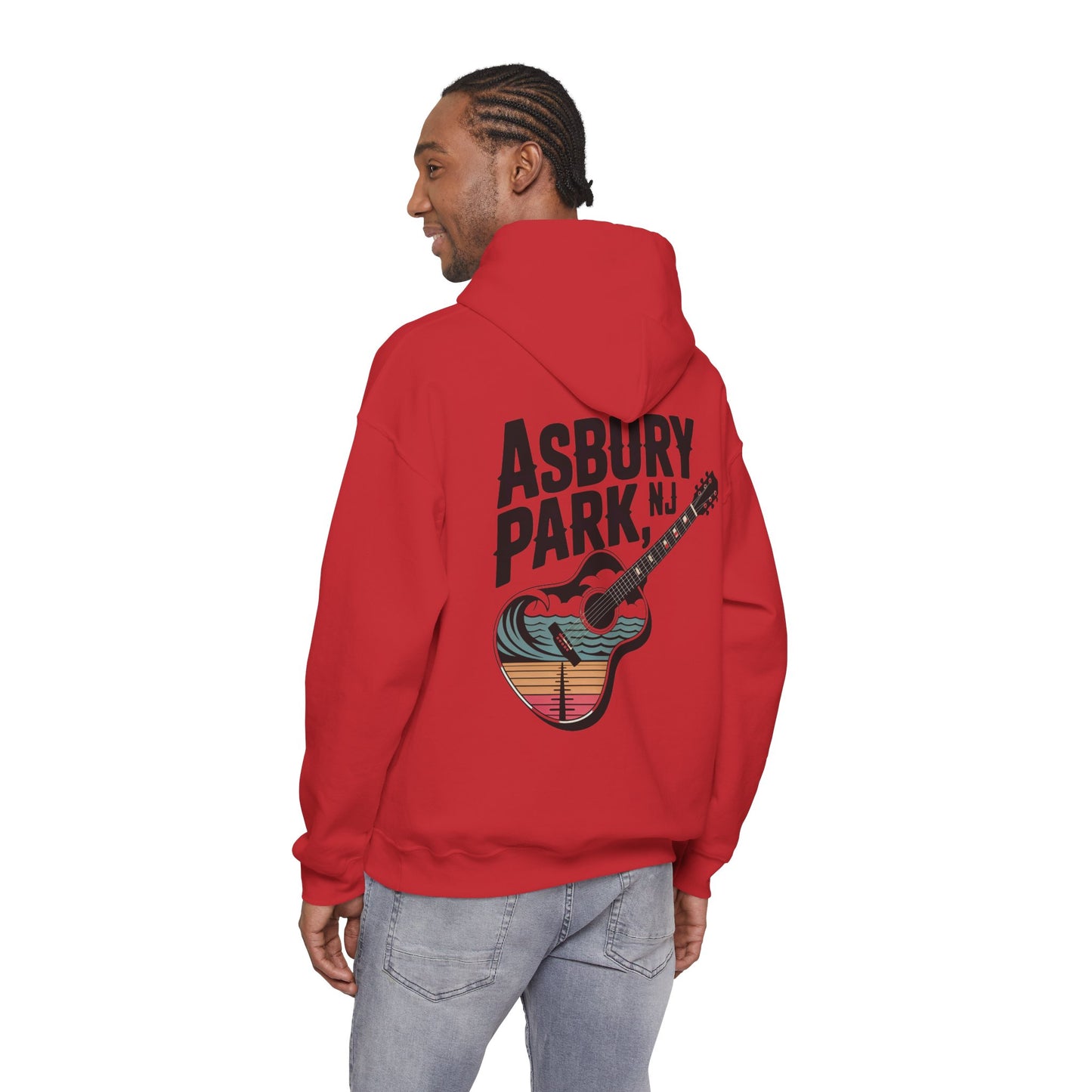 Asbury Park NJ Guitar Hoodie - Retro Beach Music Pullover