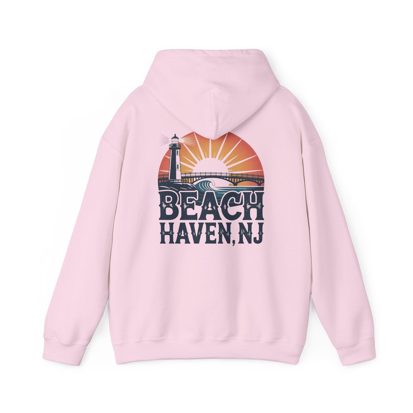 Beach Haven NJ Shore Hoodie – Retro Lighthouse Sunset Sweatshirt