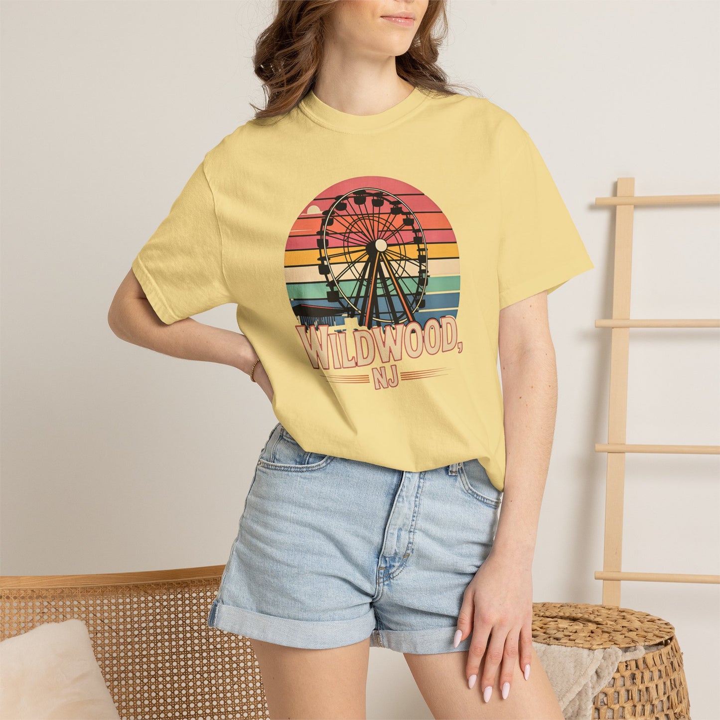 Wildwood NJ Ferris Wheel T-Shirt — Retro Sunset Boardwalk Tee