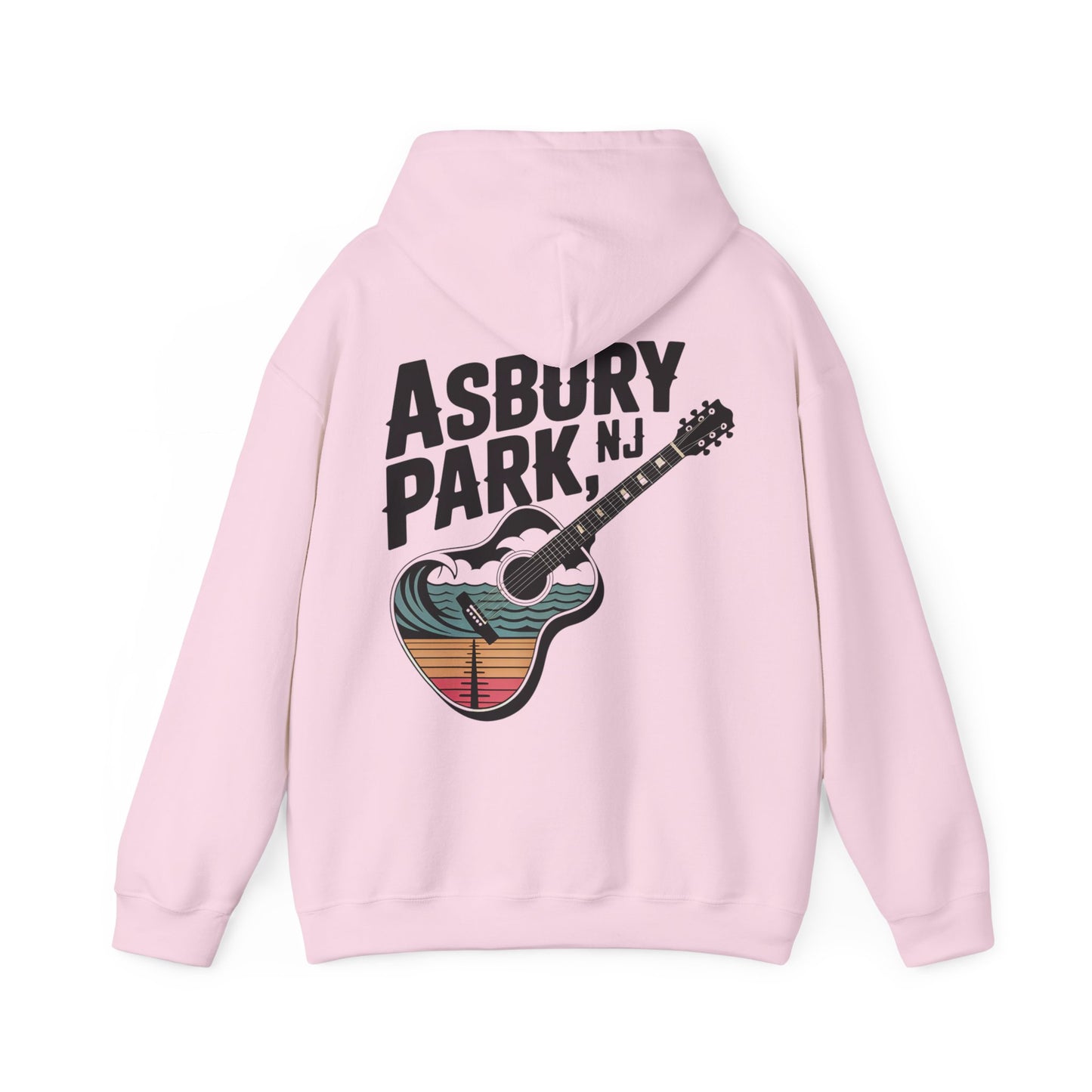 Asbury Park NJ Guitar Hoodie - Retro Beach Music Pullover
