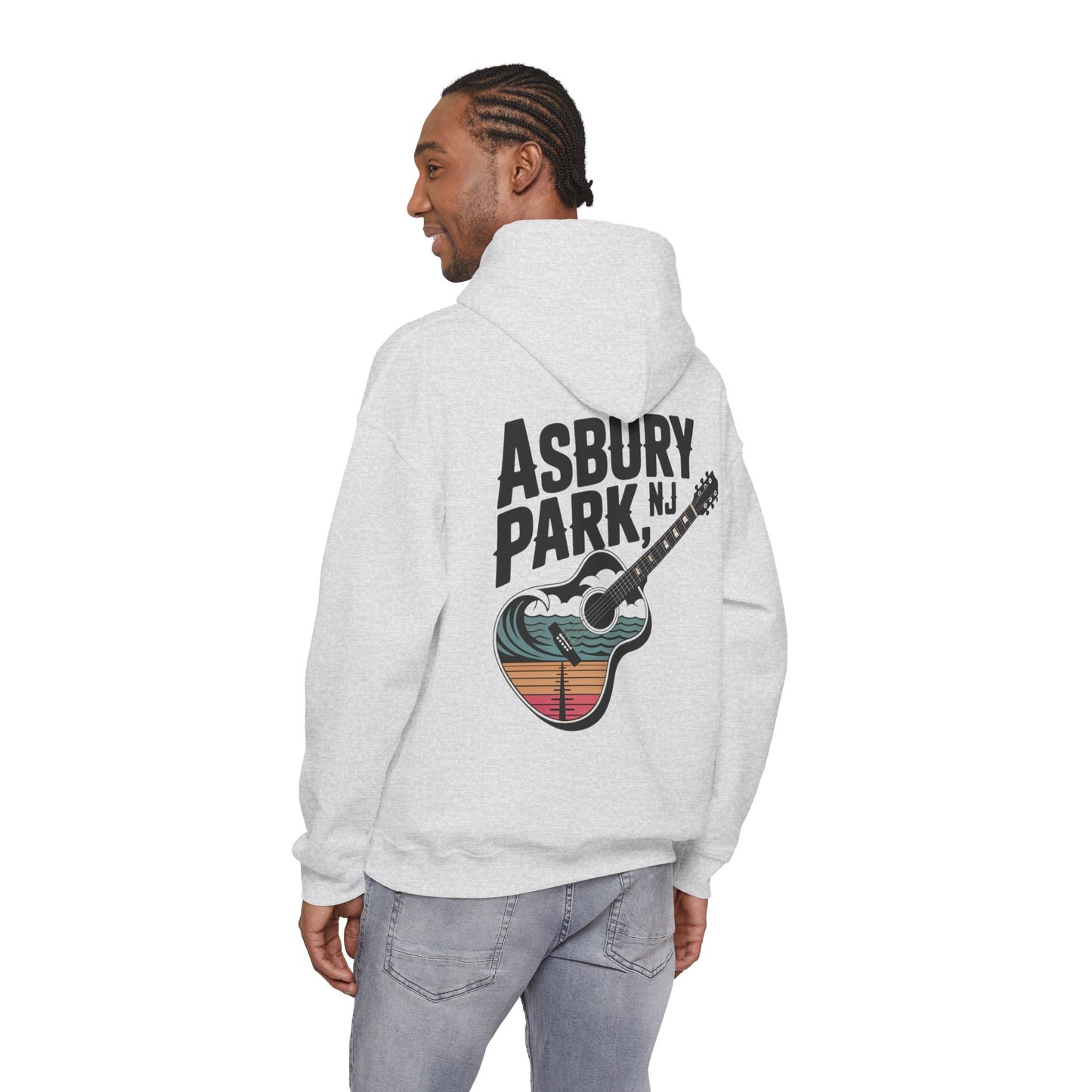 Asbury Park NJ Guitar Hoodie - Retro Beach Music Pullover