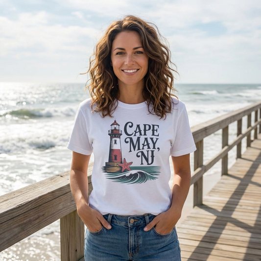 Cape May, NJ Lighthouse T-Shirt — Nautical Beach Souvenir Tee