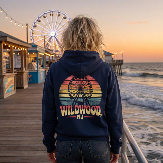 Wildwood NJ Retro Ferris Wheel Hoodie — Vintage Boardwalk Sweatshirt