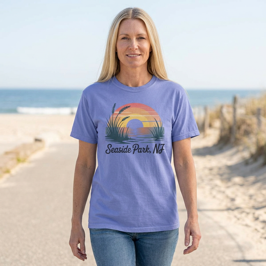 Seaside Park, NJ Shore Sunset Beach T-Shirt