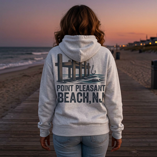 Point Pleasant Beach NJ Pier Hoodie – Fishing Dock Graphic Sweatshirt