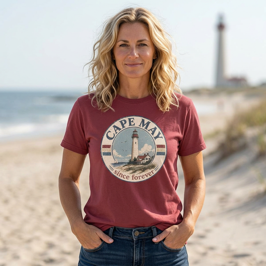 Cape May Lighthouse T-Shirt — Vintage Coastal 'Since Forever' Tee