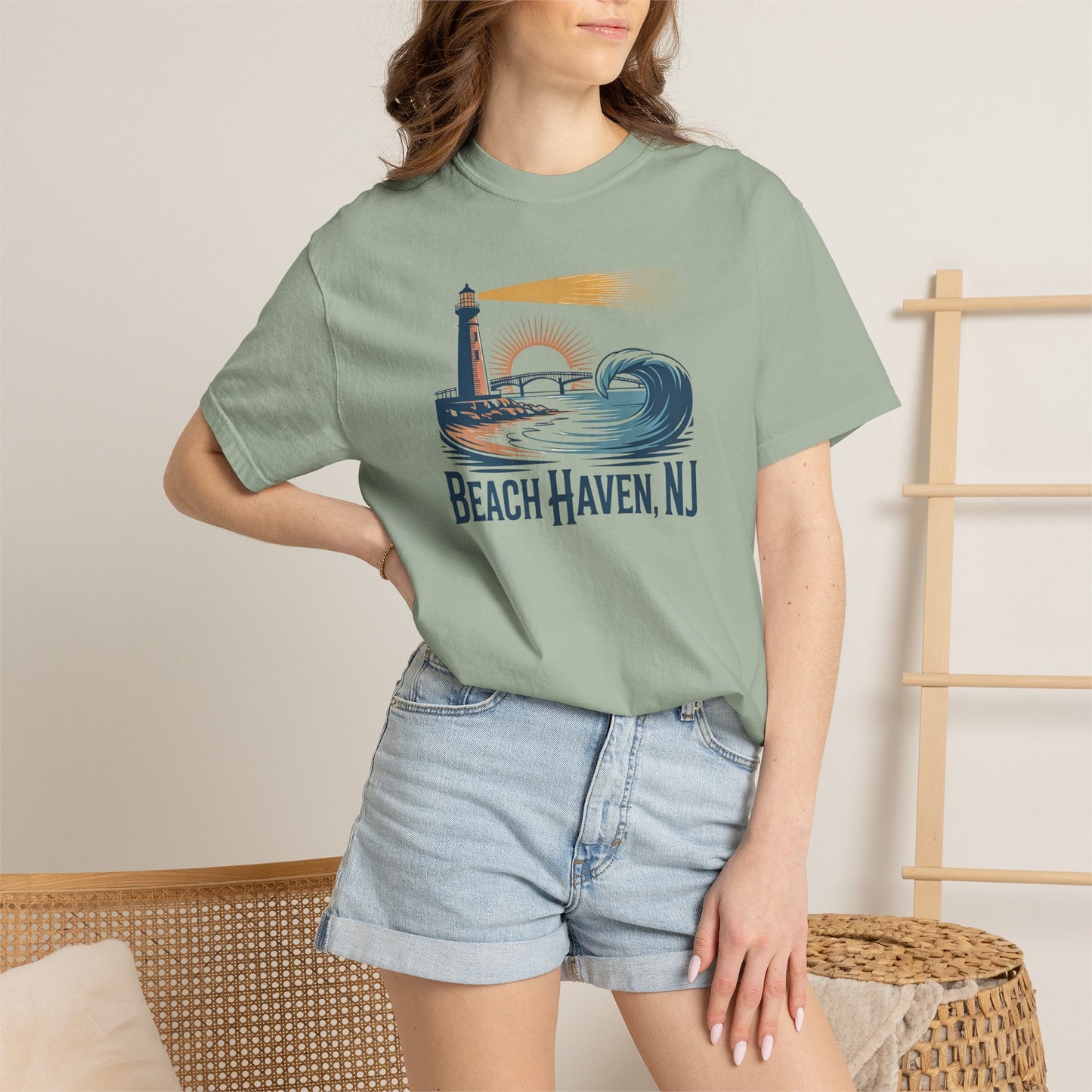 Beach Haven, NJ Lighthouse T-Shirt — Coastal Vintage Surf Graphic