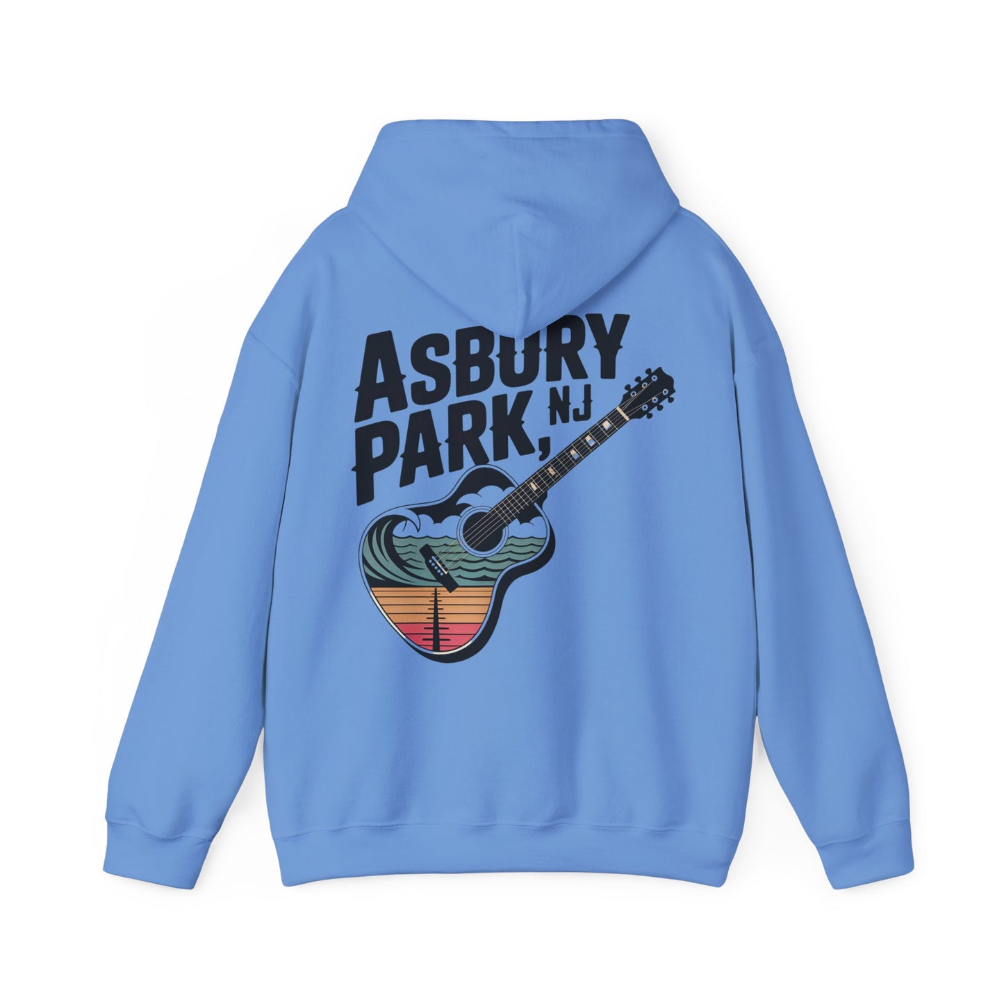 Asbury Park NJ Guitar Hoodie - Retro Beach Music Pullover