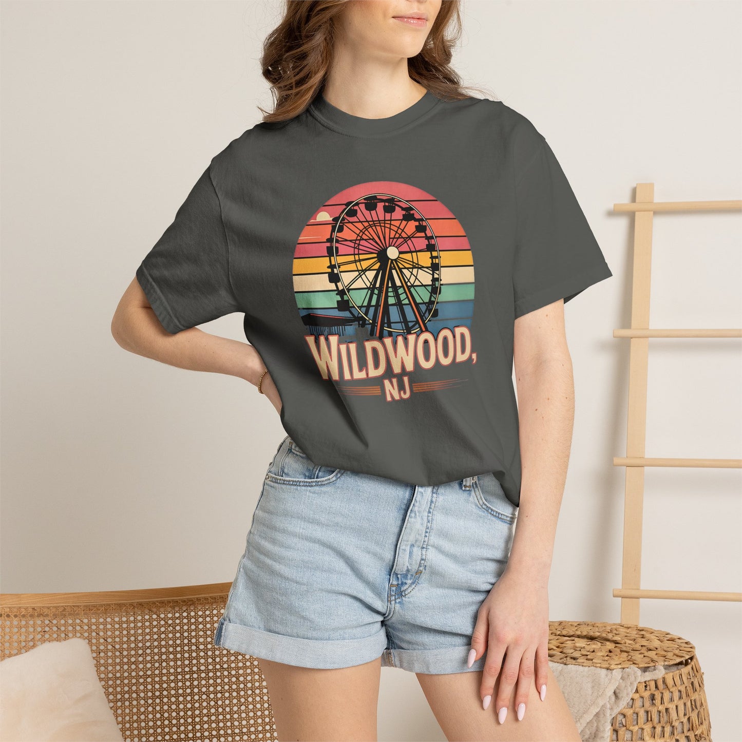 Wildwood NJ Ferris Wheel T-Shirt — Retro Sunset Boardwalk Tee